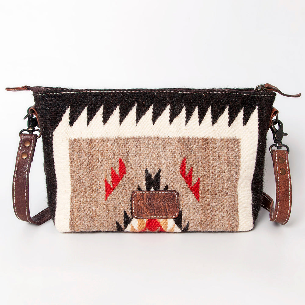 ADBG1008 American Darling Handwoven Saddle Blanket Crossbody Bag Genuine Leather Trim