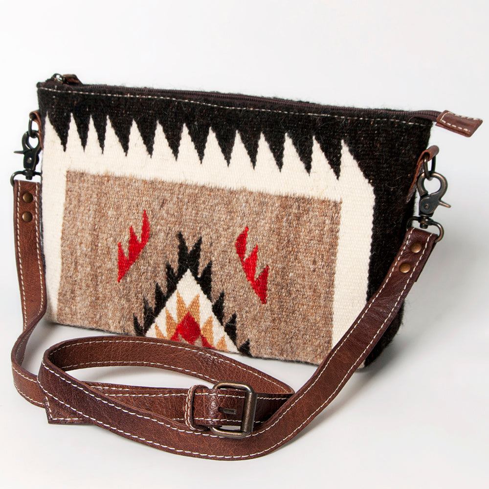 ADBG1008 American Darling Handwoven Saddle Blanket Crossbody Bag Genuine Leather Trim