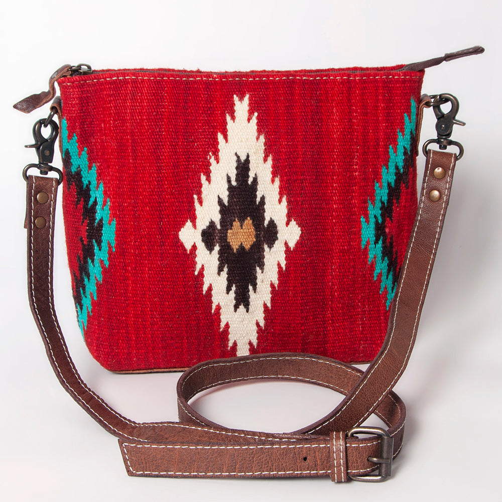 ADBG1009 American Darling Handwoven Saddle Blanket Crossbody Bag Genuine Leather