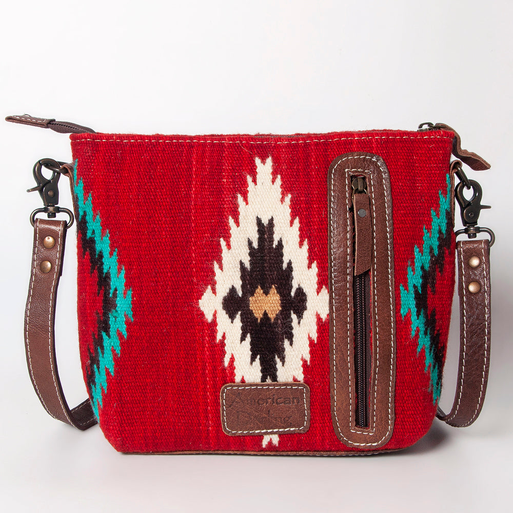 ADBG1009 American Darling Handwoven Saddle Blanket Crossbody Bag Genuine Leather