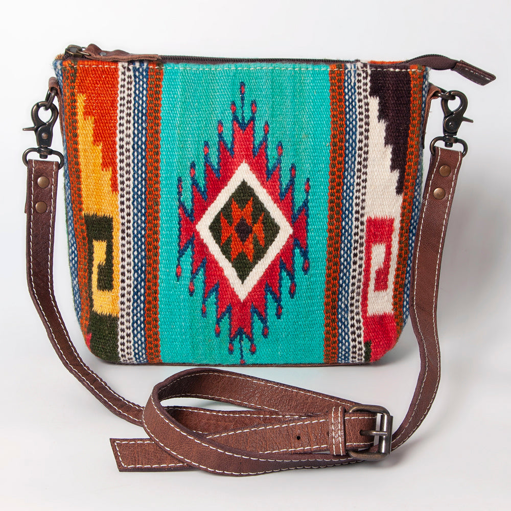 ADBG1009 American Darling Handwoven Saddle Blanket Crossbody Bag Genuine Leather