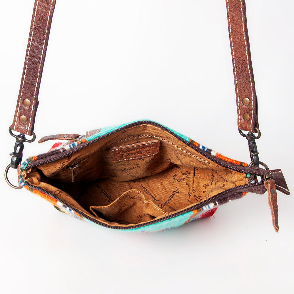 ADBG1009 American Darling Handwoven Saddle Blanket Crossbody Bag Genuine Leather