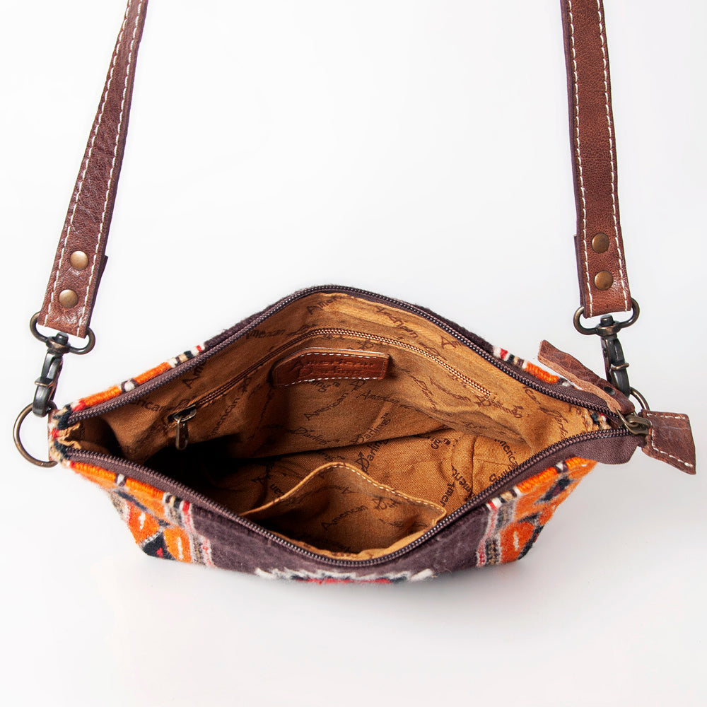 ADBG1009 American Darling Handwoven Saddle Blanket Crossbody Bag Genuine Leather