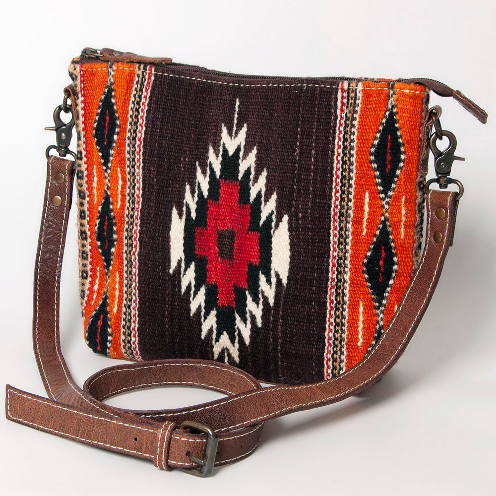 ADBG1009 American Darling Handwoven Saddle Blanket Crossbody Bag Genuine Leather