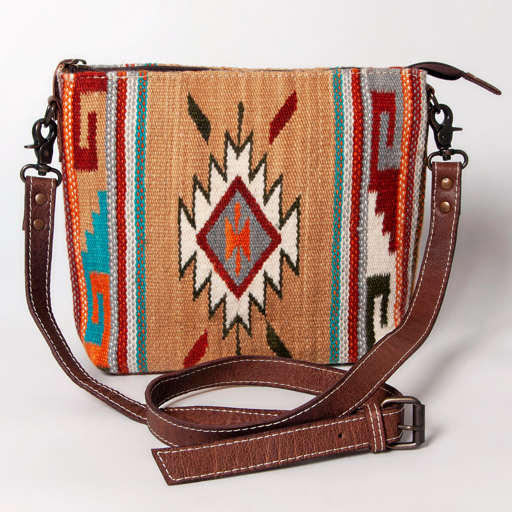 ADBG1009 American Darling Handwoven Saddle Blanket Crossbody Bag Genuine Leather