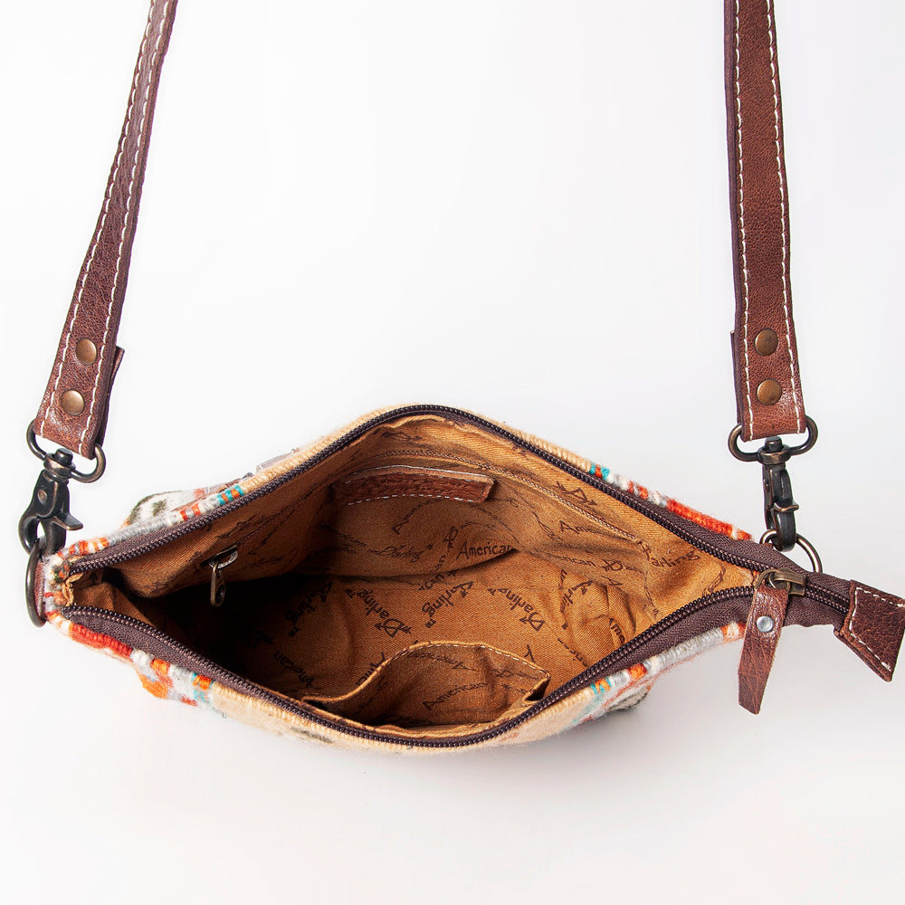 ADBG1009 American Darling Handwoven Saddle Blanket Crossbody Bag Genuine Leather