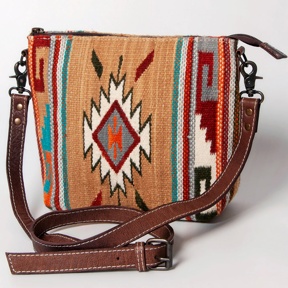 ADBG1009 American Darling Handwoven Saddle Blanket Crossbody Bag Genuine Leather