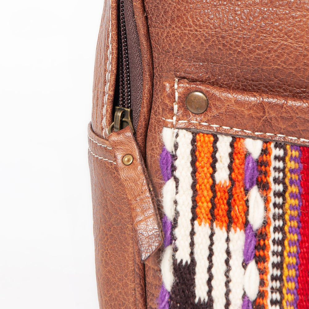 ADBG1010 American Darling Handwoven Saddle Blanket Leather Backpack Western Genuine Leather