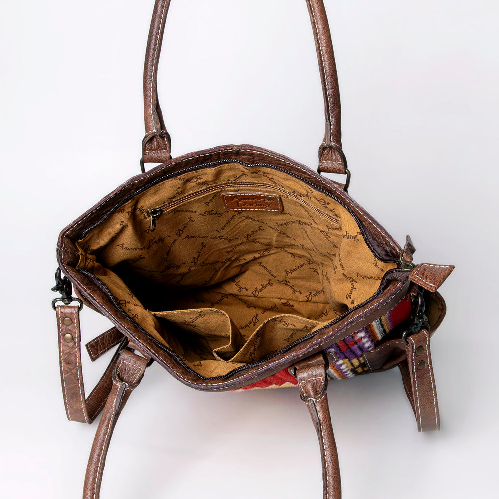 ADBG1013 American Darling Handwoven Saddle Blanket Leather Tote Bag - Western Style