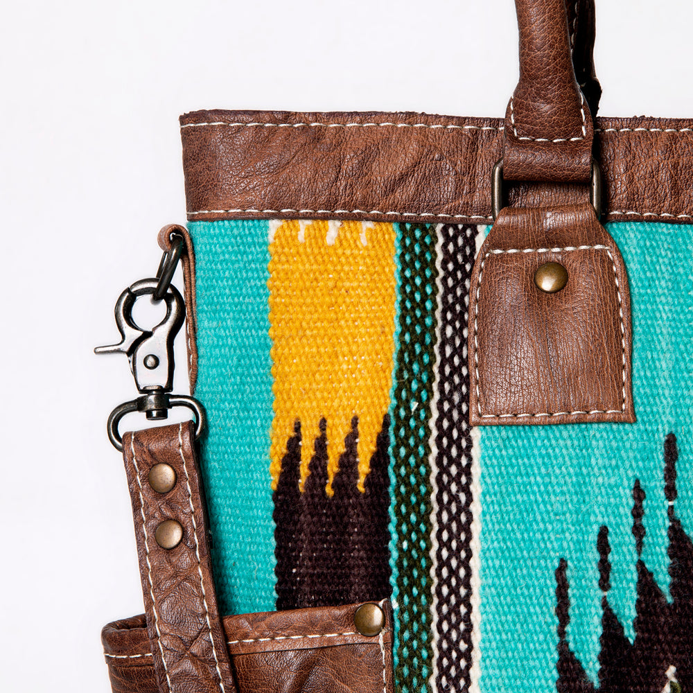 ADBG1013 American Darling Handwoven Saddle Blanket Leather Tote Bag Western Style