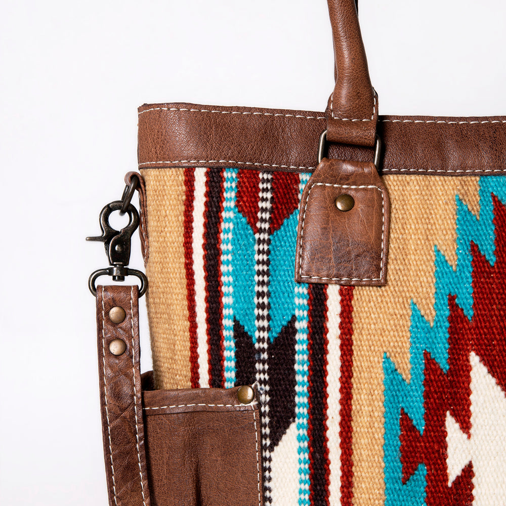 ADBG1013 American Darling Handwoven Saddle Blanket Leather Tote Bag Western Style
