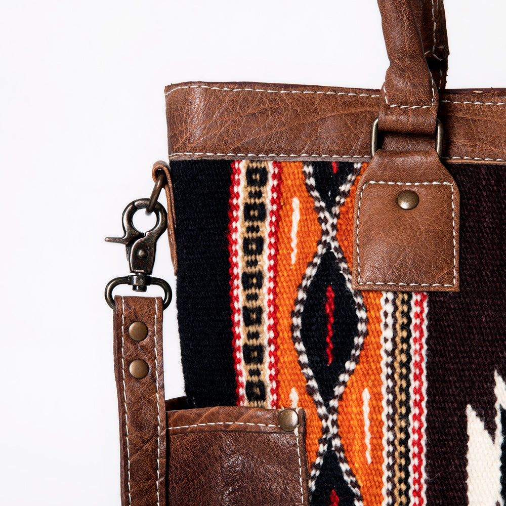 ADBG1013 American Darling Handwoven Saddle Blanket Leather Tote Bag Western Style