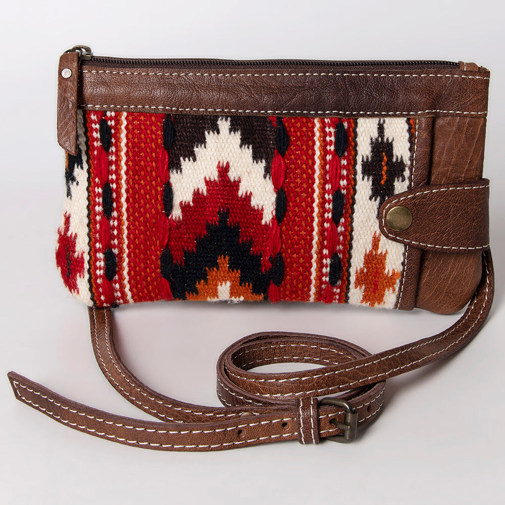 ADBG1014 American Darling Handwoven Saddle Blanket Leather Small Crossbody HandBag - Western Style