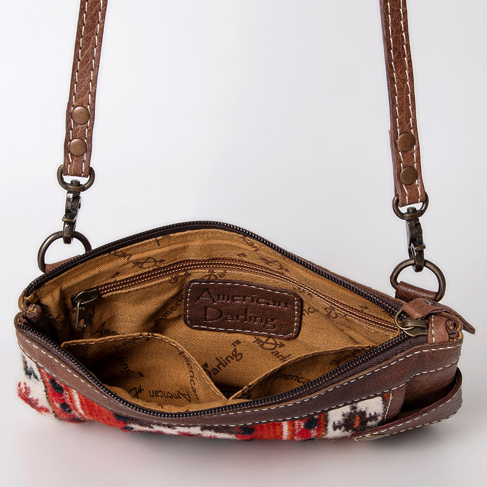 ADBG1014 American Darling Handwoven Saddle Blanket Leather Small Crossbody HandBag - Western Style