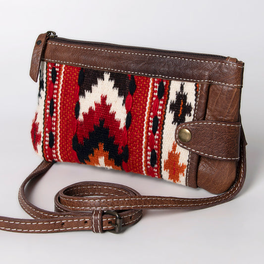 ADBG1014 American Darling Handwoven Saddle Blanket Leather Small Crossbody HandBag - Western Style