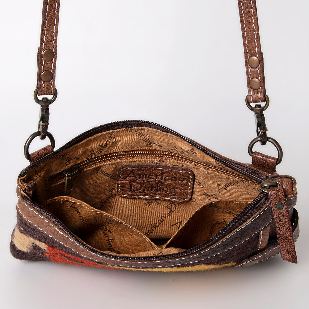 ADBG1014 American Darling Handwoven Saddle Blanket Leather Small Crossbody HandBag Western Style