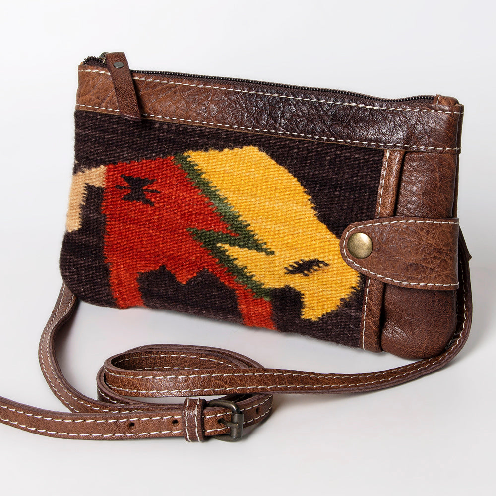 ADBG1014 American Darling Handwoven Saddle Blanket Leather Small Crossbody HandBag Western Style