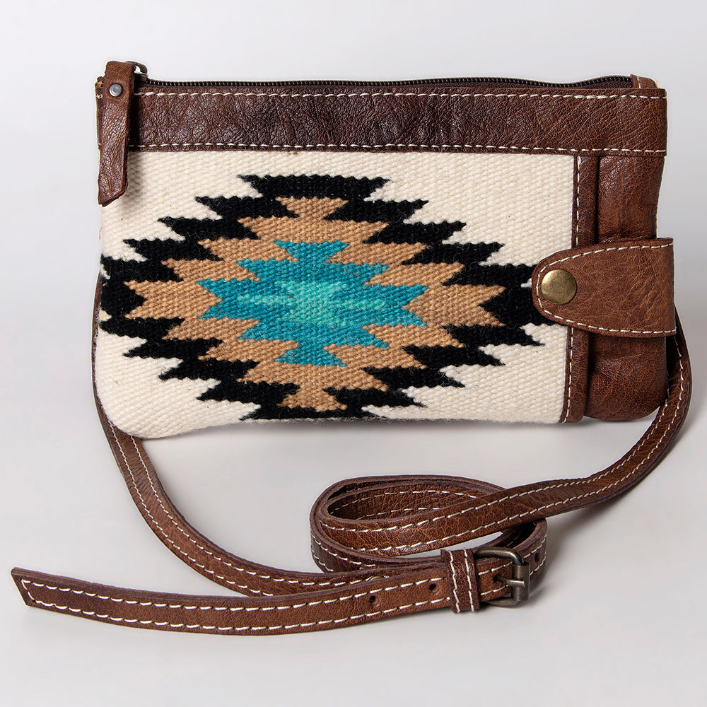 ADBG1014 American Darling Handwoven Saddle Blanket Leather Small Crossbody HandBag - Western Style