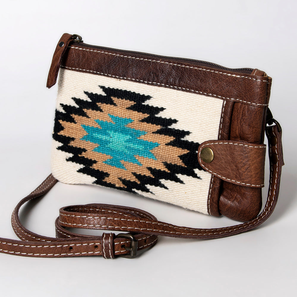 ADBG1014 American Darling Handwoven Saddle Blanket Leather Small Crossbody HandBag - Western Style