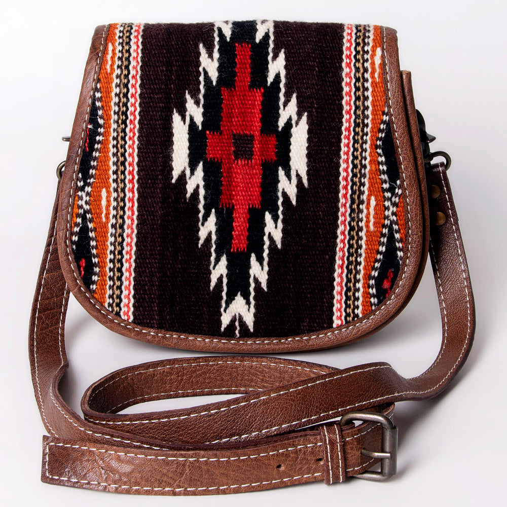 ADBG1015 American Darling Handwoven Saddle Blanket Leather Crossbody Bag Western Flap Purse