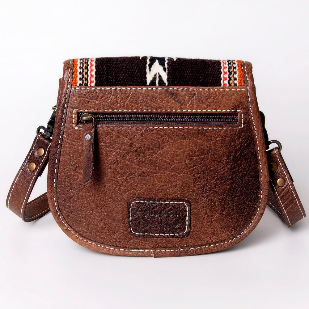 ADBG1015 American Darling Handwoven Saddle Blanket Leather Crossbody Bag Western Flap Purse