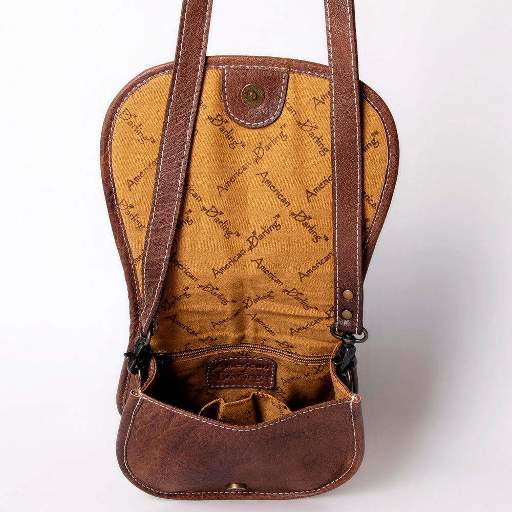 ADBG1015 American Darling Handwoven Saddle Blanket Leather Crossbody Bag Western Flap Purse