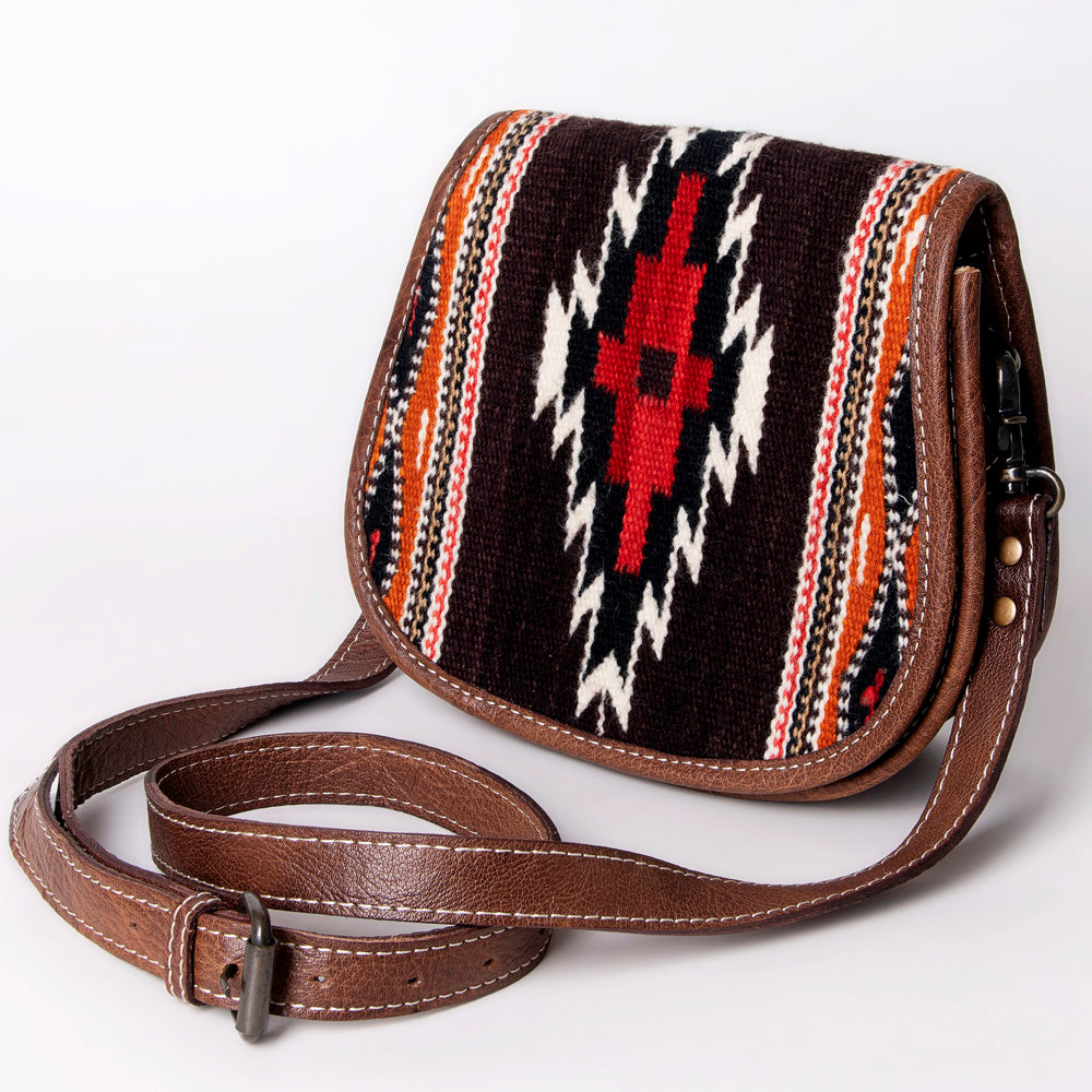 ADBG1015 American Darling Handwoven Saddle Blanket Leather Crossbody Bag Western Flap Purse