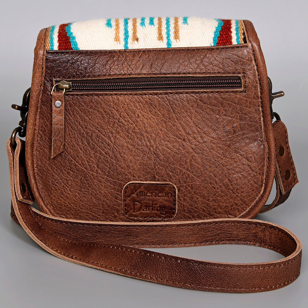 ADBG1015 American Darling Handwoven Saddle Blanket Leather Crossbody Bag - Western Flap Purse