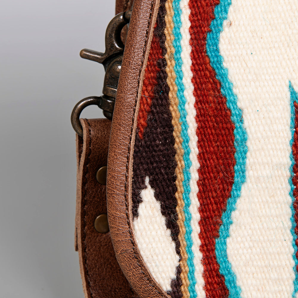 ADBG1015 American Darling Handwoven Saddle Blanket Leather Crossbody Bag Western Flap Purse