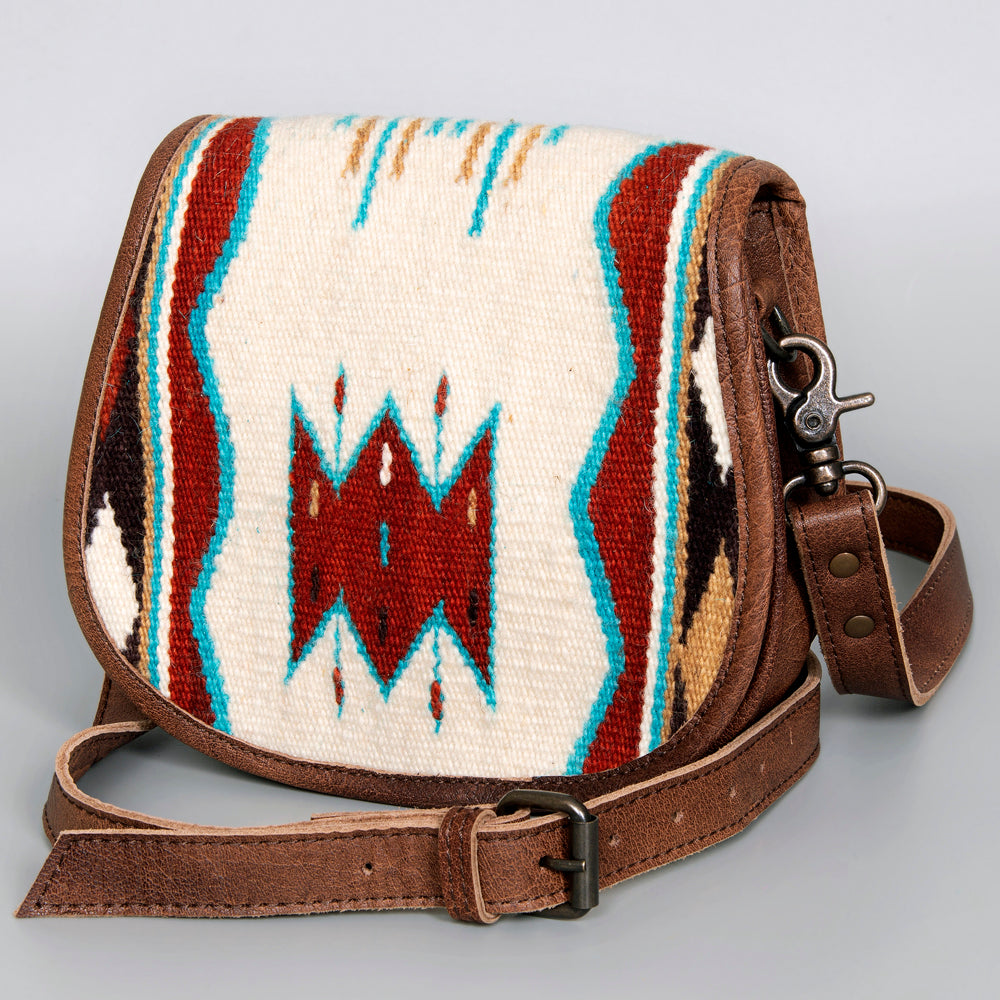 ADBG1015 American Darling Handwoven Saddle Blanket Leather Crossbody Bag - Western Flap Purse