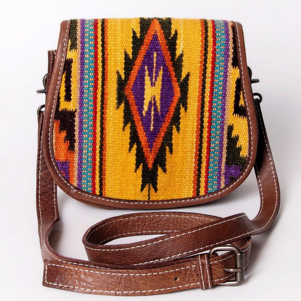 ADBG1015 American Darling Handwoven Saddle Blanket Leather Crossbody Bag - Western Flap Purse
