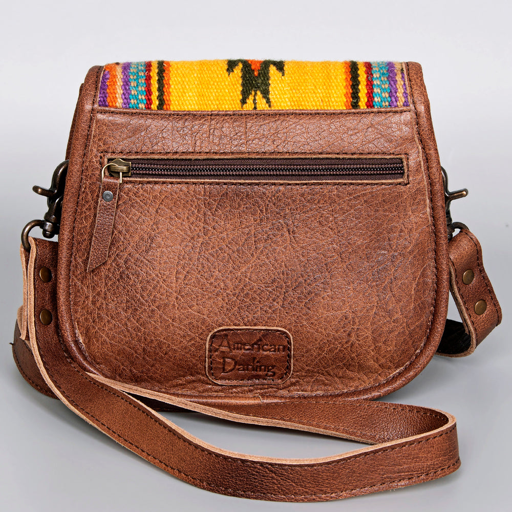 ADBG1015 American Darling Handwoven Saddle Blanket Leather Crossbody Bag - Western Flap Purse