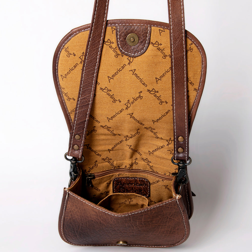 ADBG1015 American Darling Handwoven Saddle Blanket Leather Crossbody Bag - Western Flap Purse