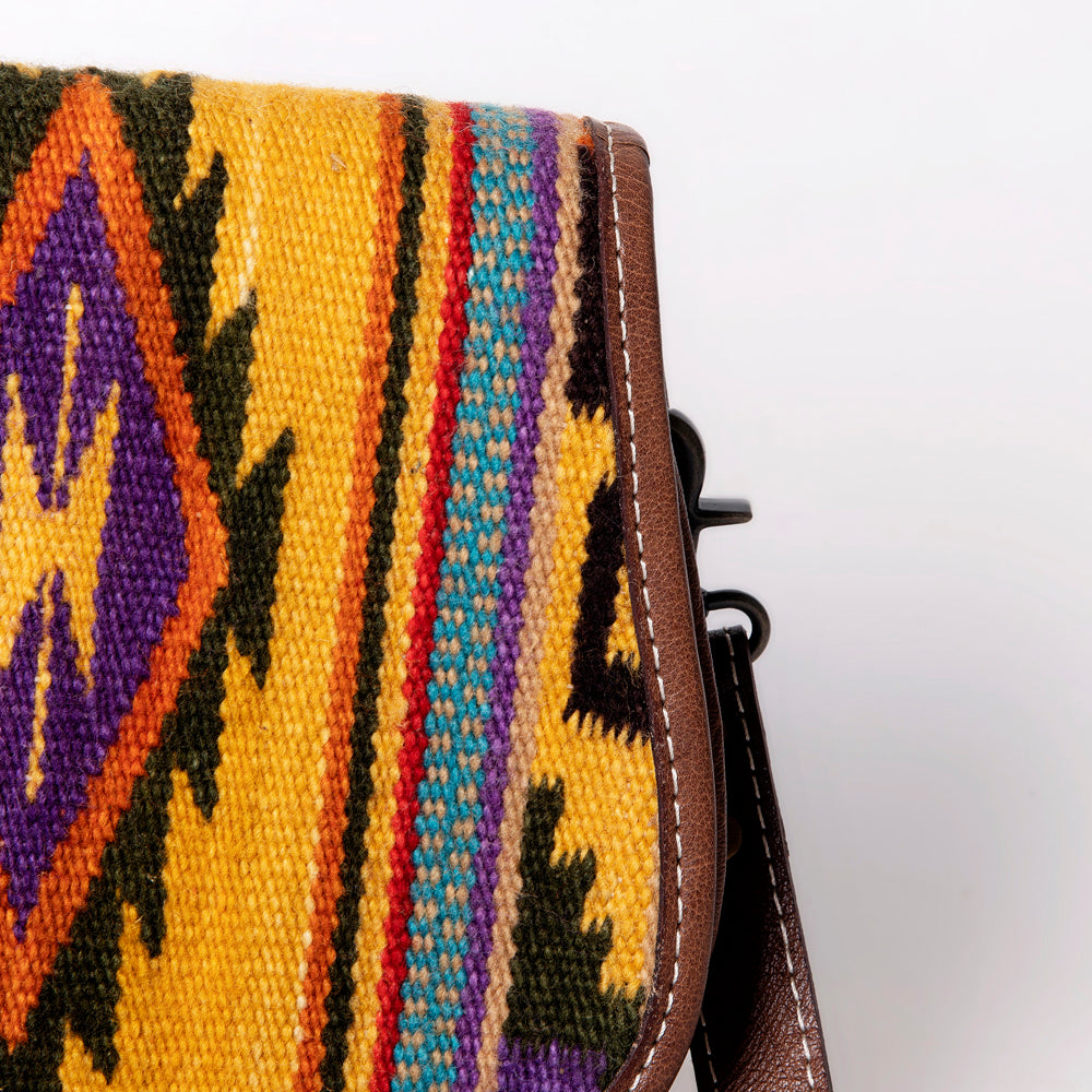 ADBG1015 American Darling Handwoven Saddle Blanket Leather Crossbody Bag Western Flap Purse