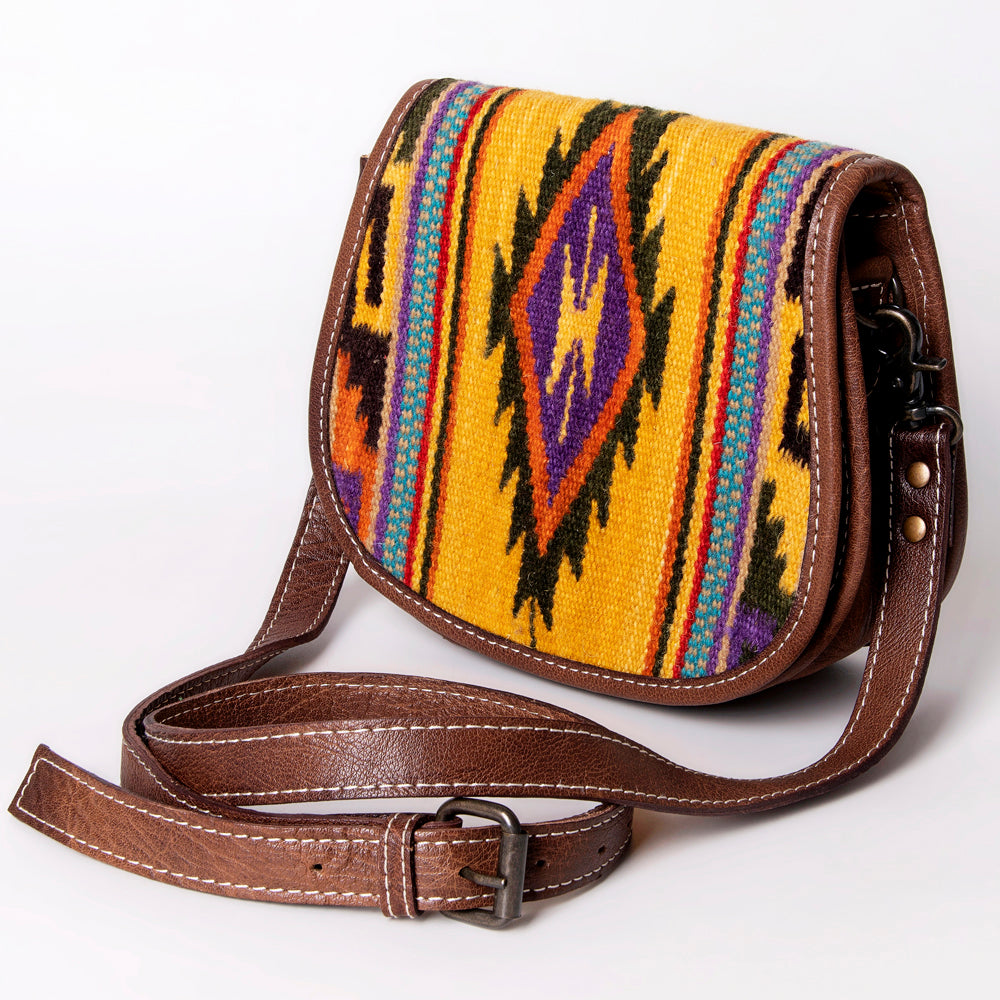 ADBG1015 American Darling Handwoven Saddle Blanket Leather Crossbody Bag - Western Flap Purse