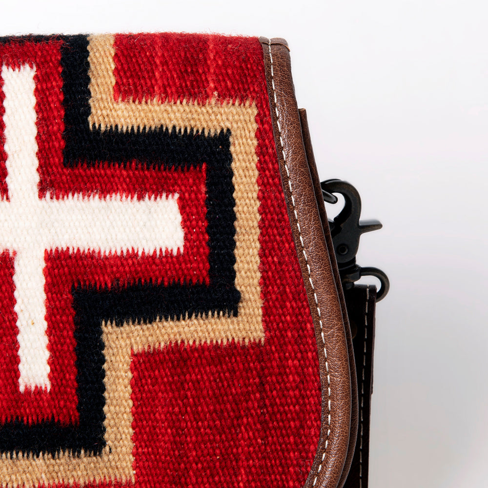 ADBG1015 American Darling Handwoven Saddle Blanket Leather Crossbody Bag Western Flap Purse