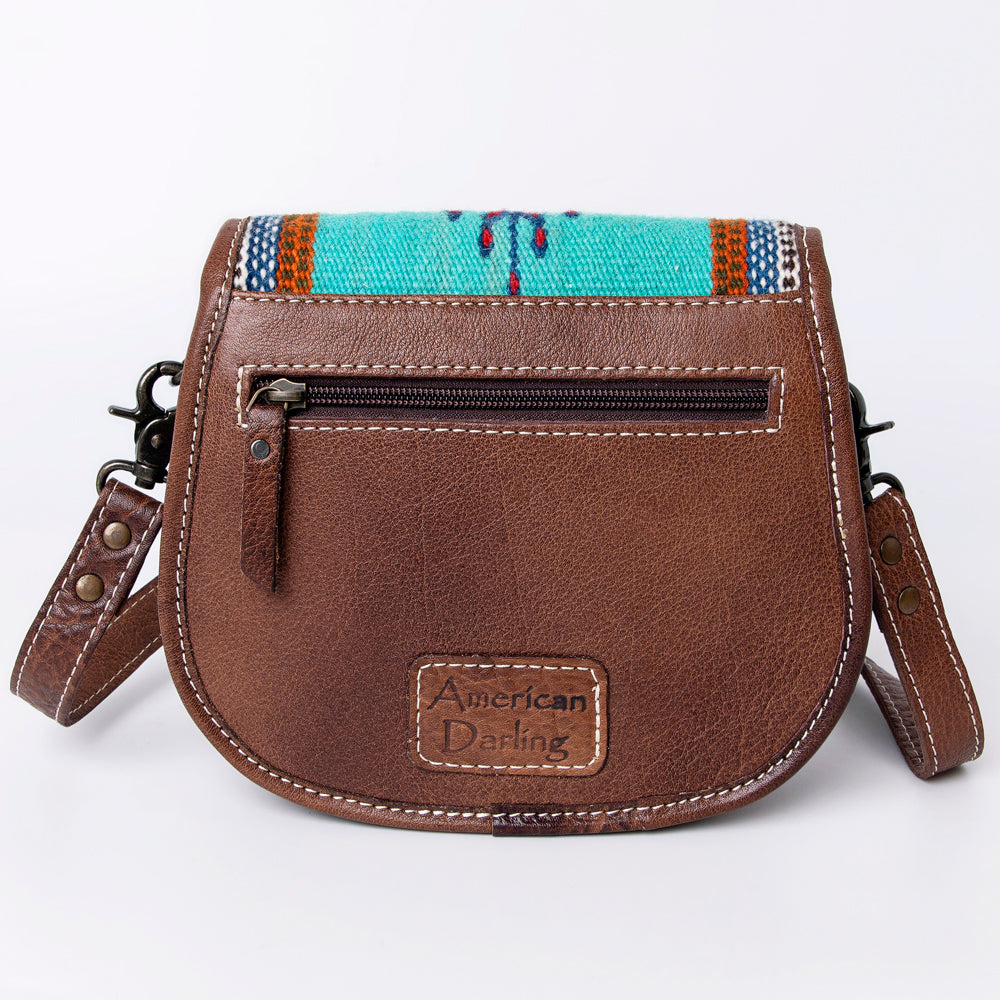 ADBG1015 American Darling Handwoven Saddle Blanket Leather Crossbody Bag Western Flap Purse