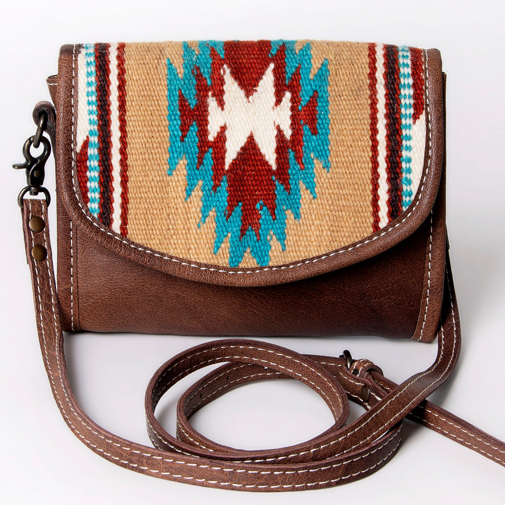 ADBG1016 American Darling Handwoven Saddle Blanket Leather Small Crossbody Bag Western Flap Purse
