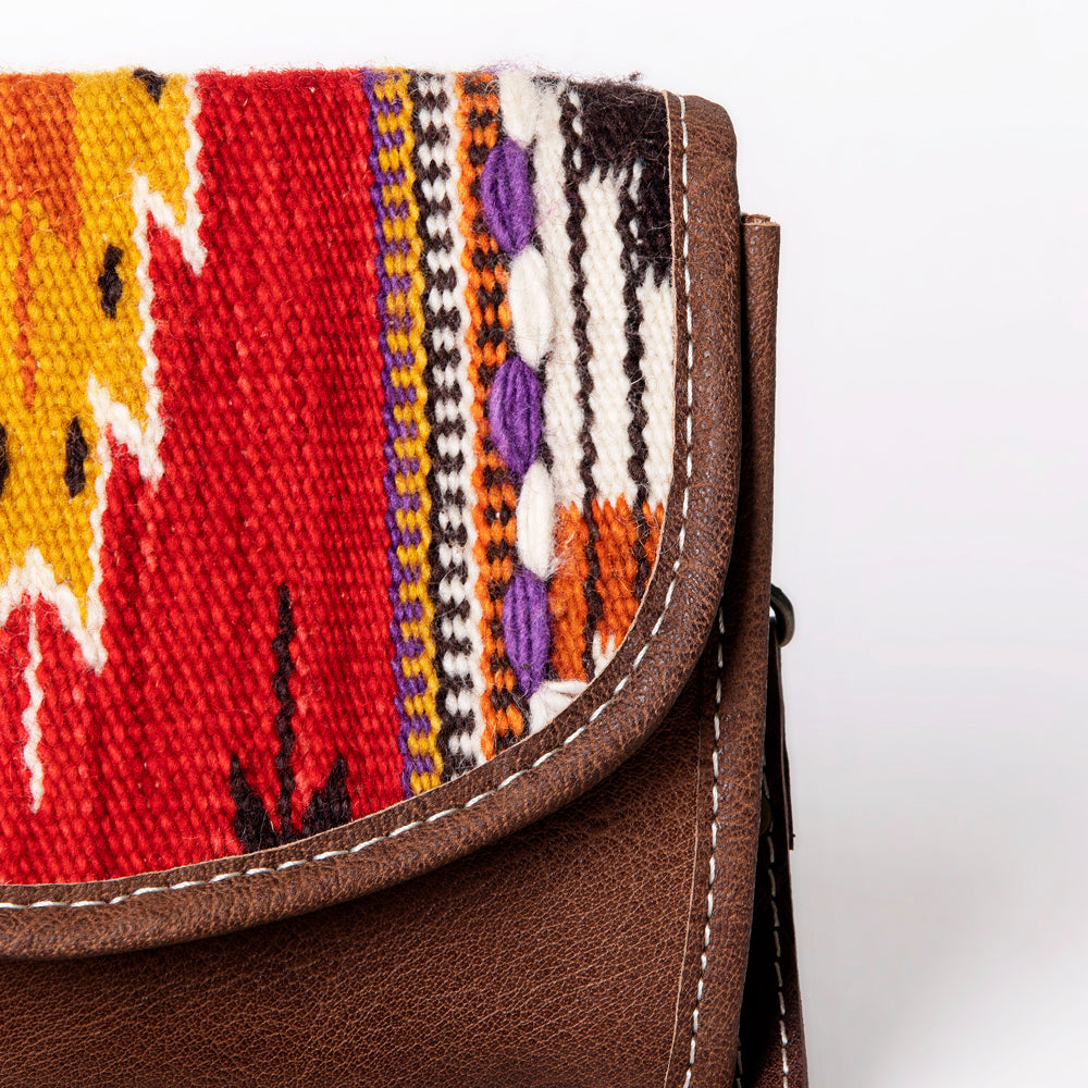 ADBG1016 American Darling Handwoven Saddle Blanket Leather Small Crossbody Bag Western Flap Purse