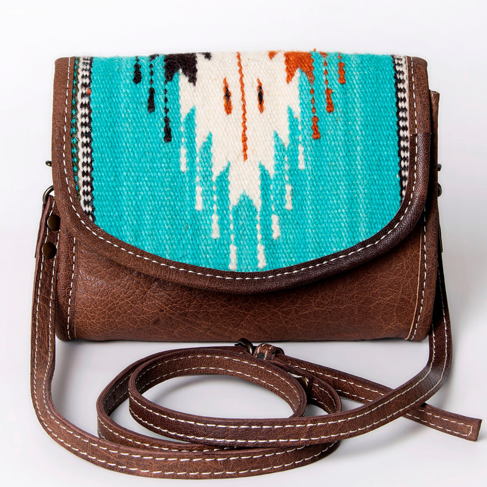ADBG1016 American Darling Handwoven Saddle Blanket Leather Small Crossbody Bag Western Flap Purse