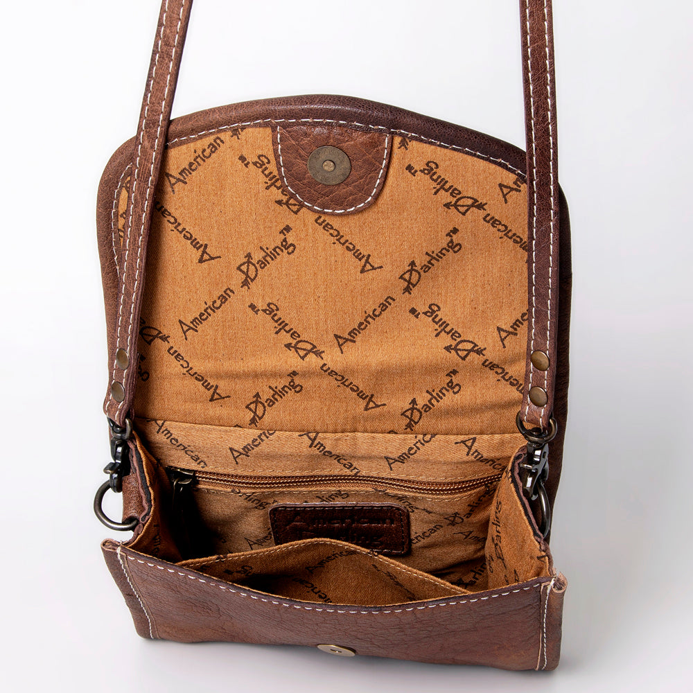 ADBG1016 American Darling Handwoven Saddle Blanket Leather Small Crossbody Bag Western Flap Purse