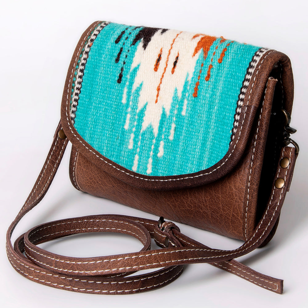 ADBG1016 American Darling Handwoven Saddle Blanket Leather Small Crossbody Bag Western Flap Purse