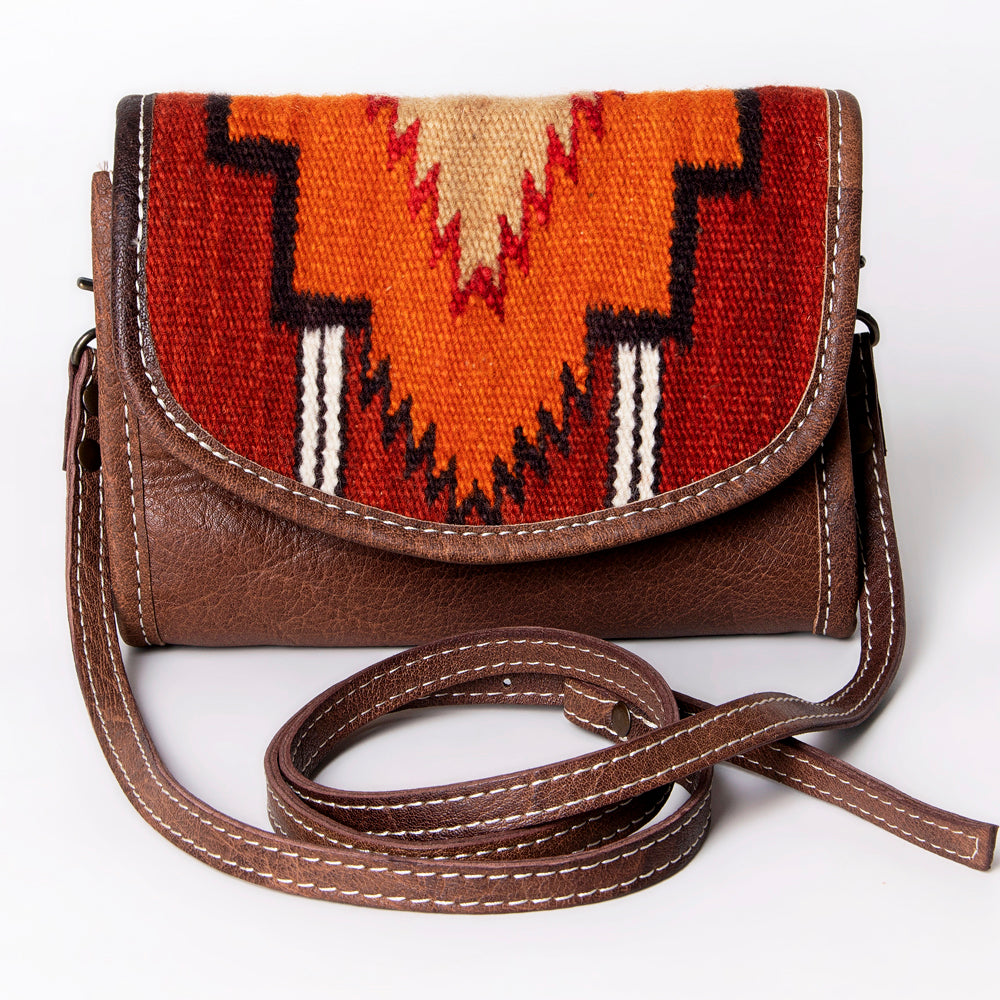 ADBG1016 American Darling Handwoven Saddle Blanket Leather Small Crossbody Bag Western Flap Purse