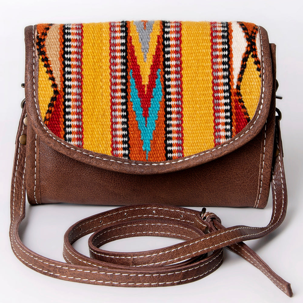 ADBG1016 American Darling Handwoven Saddle Blanket Leather Small Crossbody Bag Western Flap Purse