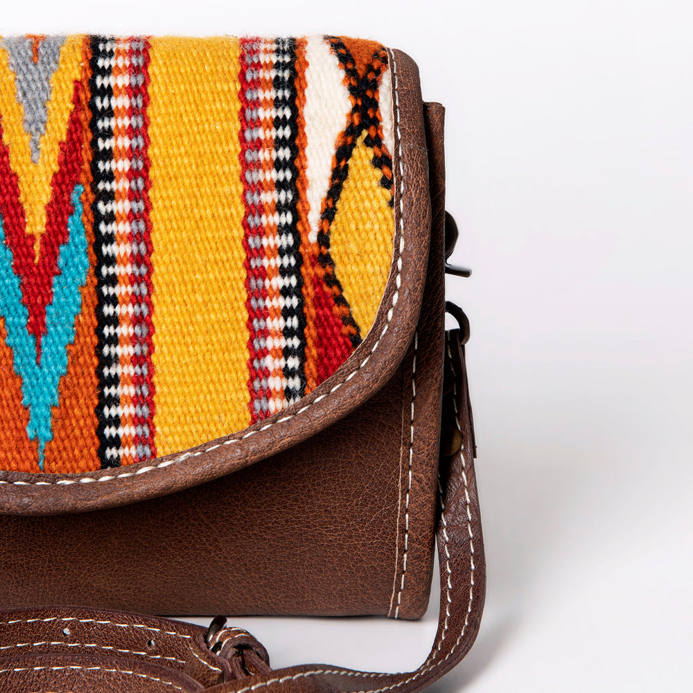 ADBG1016 American Darling Handwoven Saddle Blanket Leather Small Crossbody Bag Western Flap Purse