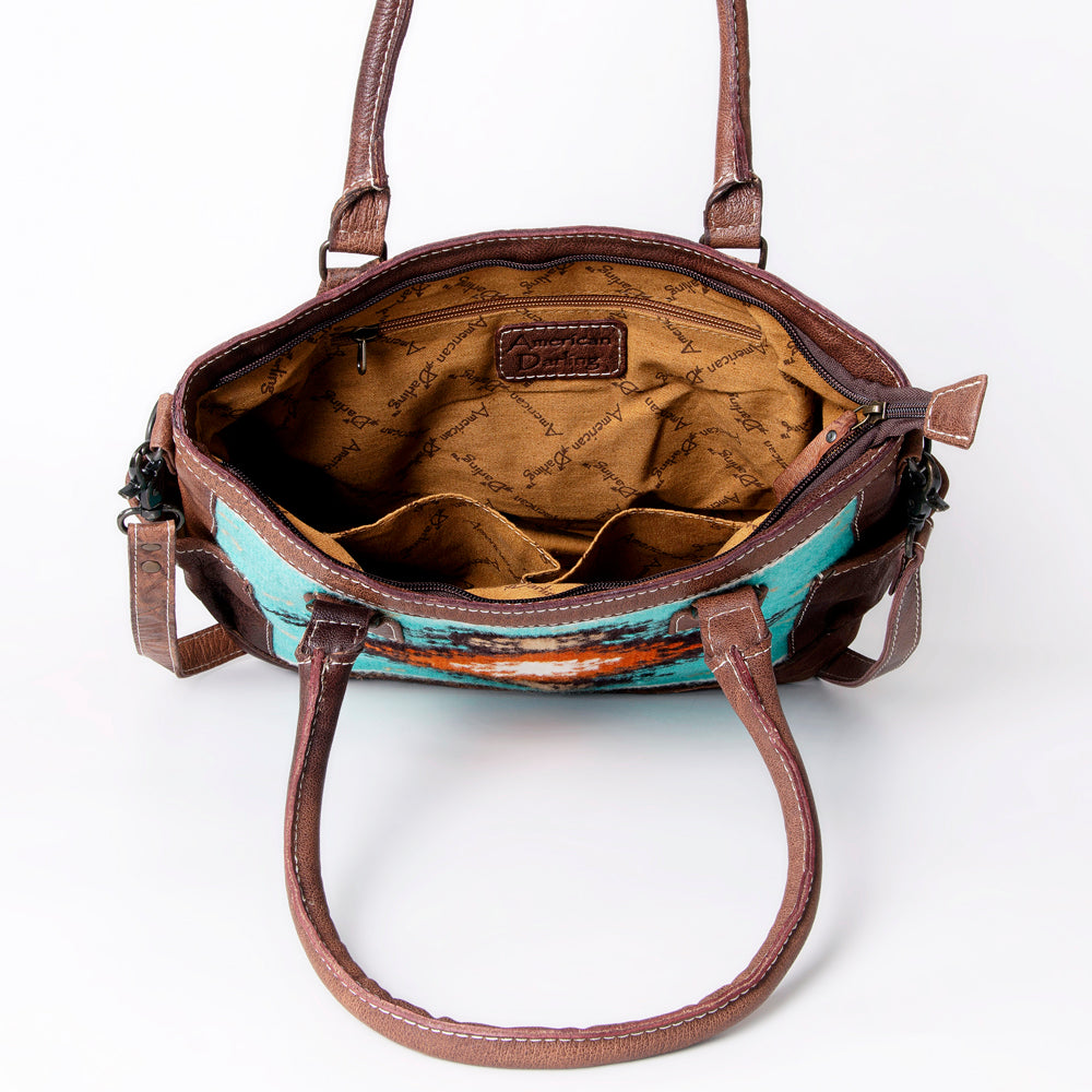 ADBG1017 American Darling Handwoven Saddle Blanket Leather Tote Bag - Western Cowgirl Handbag