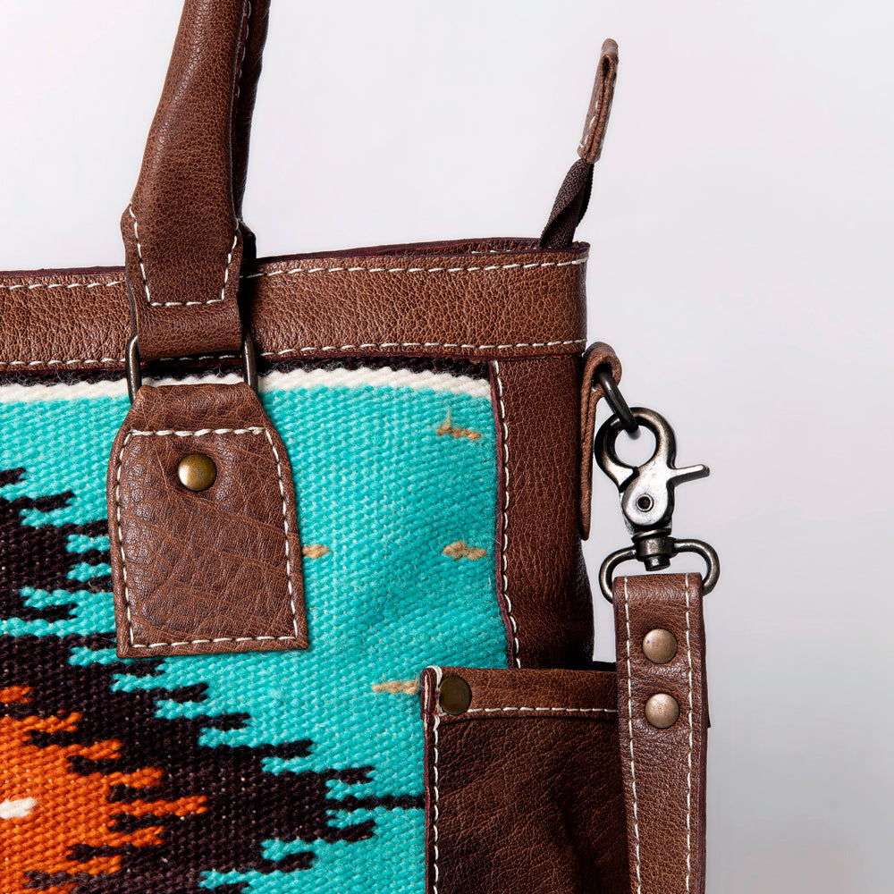 ADBG1017 American Darling Handwoven Saddle Blanket Leather Tote Bag Western Cowgirl Handbag