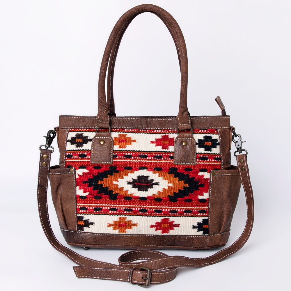 ADBG1017 American Darling Handwoven Saddle Blanket Leather Tote Bag - Western Cowgirl Handbag