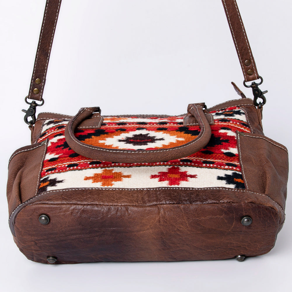 ADBG1017 American Darling Handwoven Saddle Blanket Leather Tote Bag - Western Cowgirl Handbag