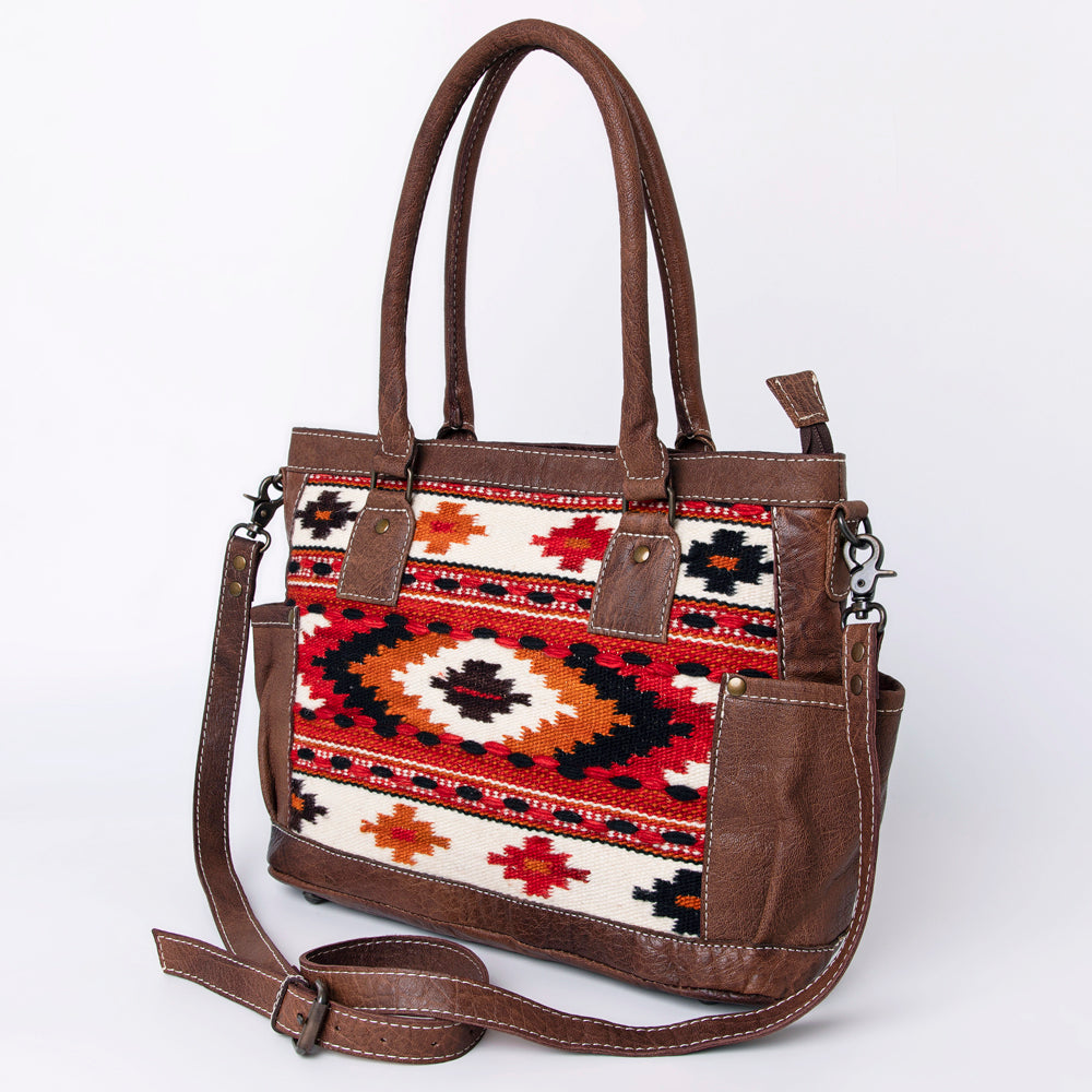 ADBG1017 American Darling Handwoven Saddle Blanket Leather Tote Bag - Western Cowgirl Handbag